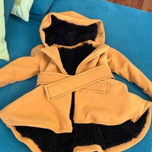 Kids Mustard Yellow Hooded Jacket with Black Lining